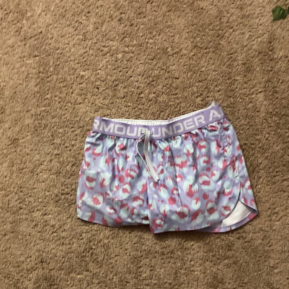 Multicolored, leopard print under armor shorts, size youth, large